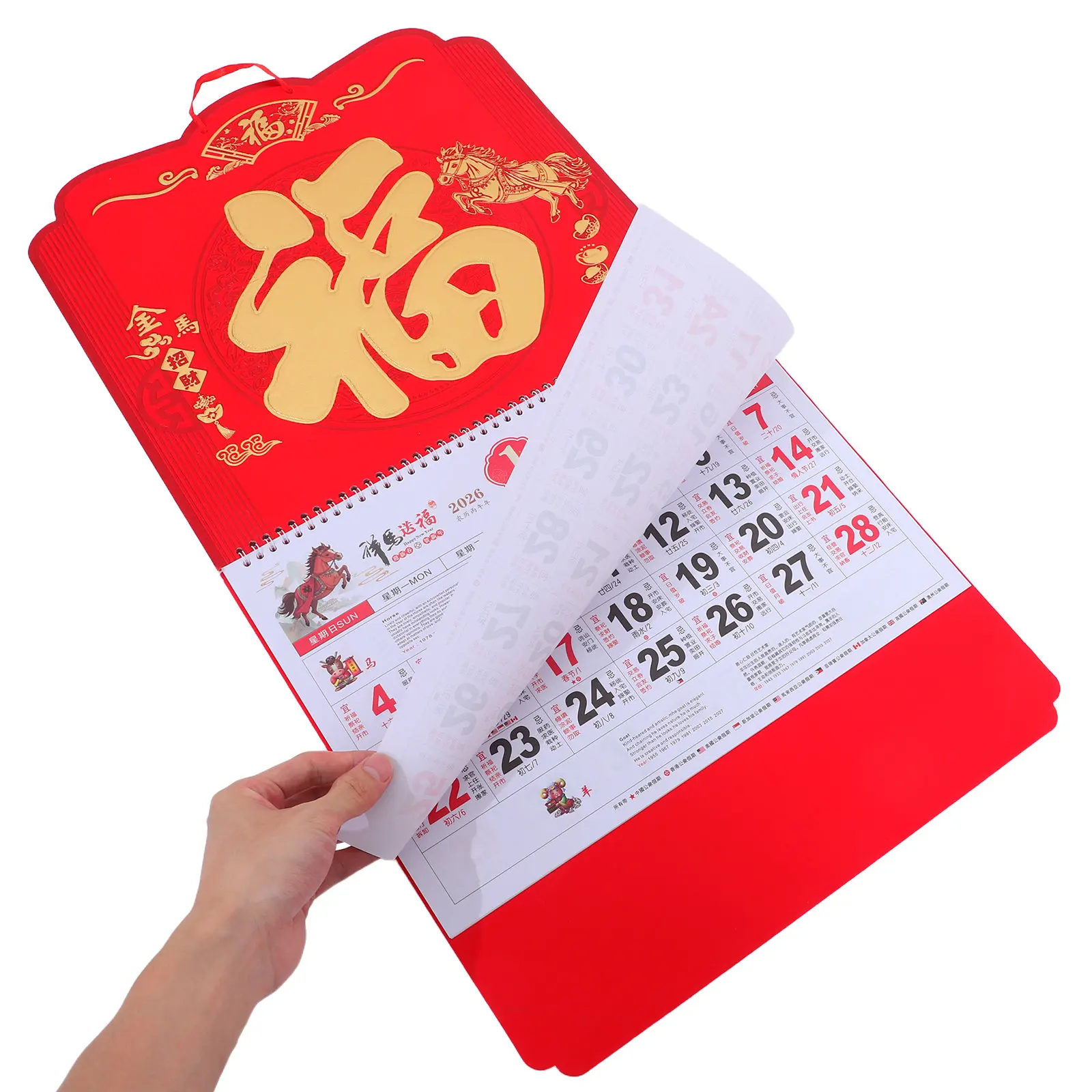 

Chinese Wall Calendar 2026 Horse Year Lunar Calendar Traditional Flip Monthly Planner Chinese Zodiac Festival Dates