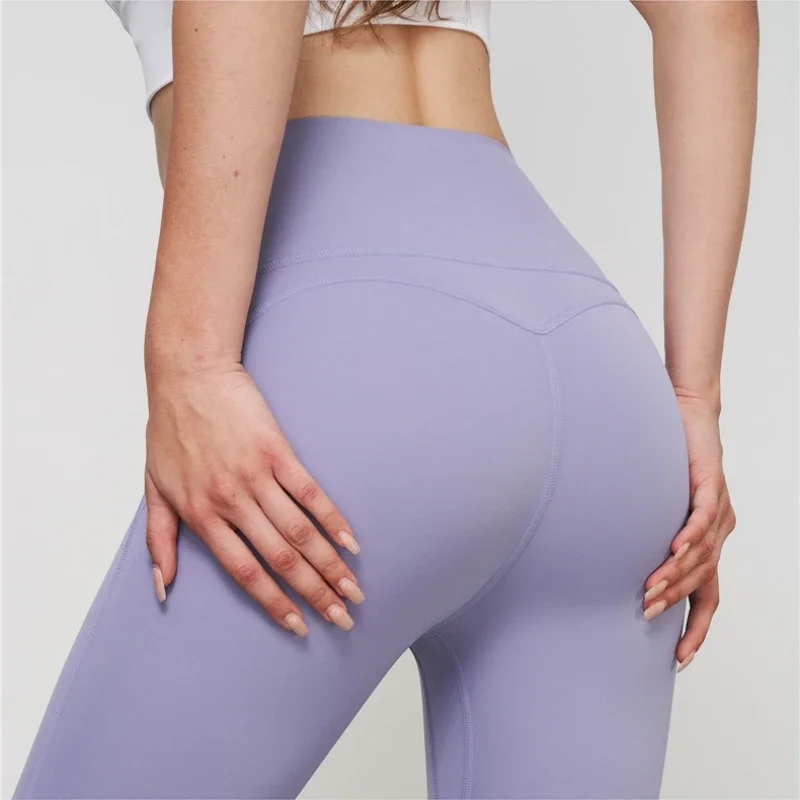 Lycra Peach Hip Yoga Leggings with Anti-Bacterial Panties Women Seamless High Waist Anti Rolling Sports Leggings Workout Pants