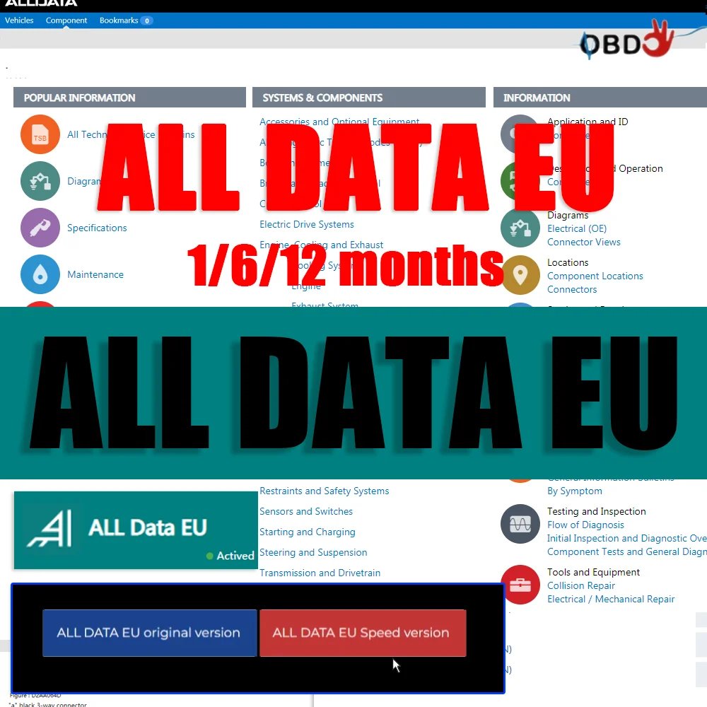 Online Account for Alldata EU Newest Car Repair Software Full Version All Data Repair Wiring Diagrams Support Mobile /PC Login