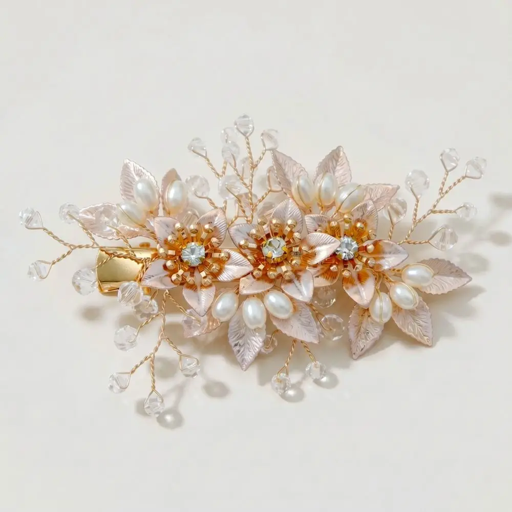 Handmade Pearl Flower Hair Clip Rhinestone Branch Vine Headpiece Wedding Bride Jewelry Hair Accessories For Miallo