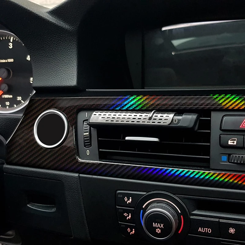 Premium Gloss Holographic Black Carbon Fiber Vinyl Wrap Film Bubble Free Air Release Car Wrap Vinyl Automotive DIY Decals