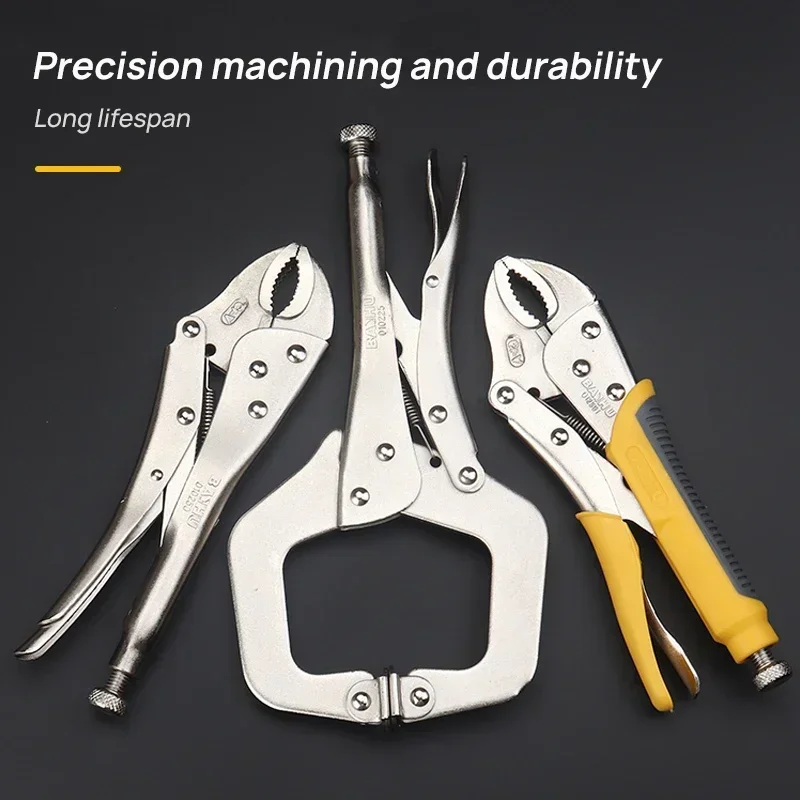 YLONDAO C Clamp Weld Clip Straight Jaw Lock Mole Pliers Woodwork Fix Plier Tong Grip Swivel Pad Locator Alloy Hand Tool