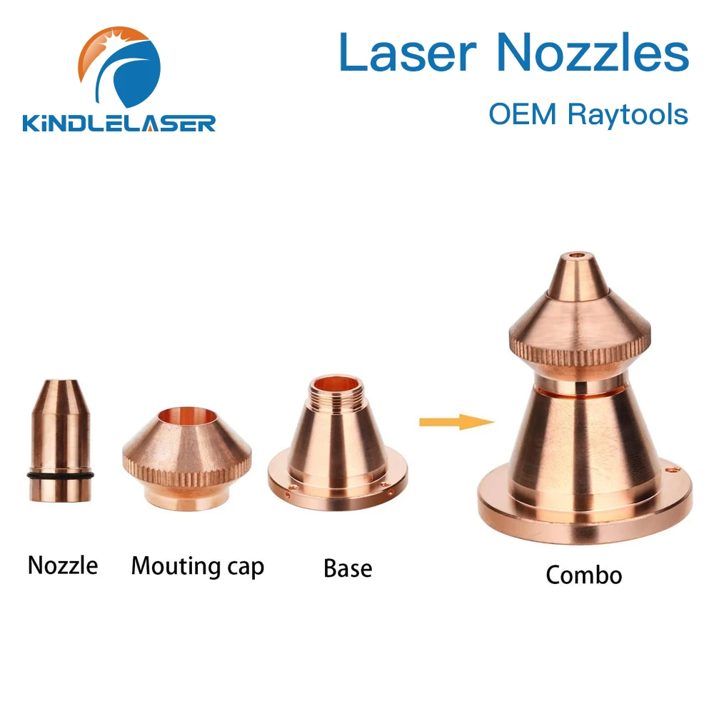 Calibro 0.8-4.0mm degli ugelli del Laser della pallottola di KINDLELASER per il getto della testa della tagliatrice della fibra di Lasermech con la Base del coperchio di Raytools