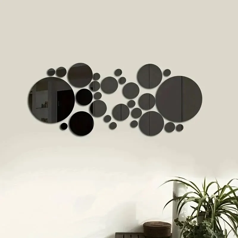 

26 PCs 3D Acrylic Mirror Wall Sticker, round Mirror, DIY Bedroom, Bathroom and TV Background Room Sticker Wall Decoration