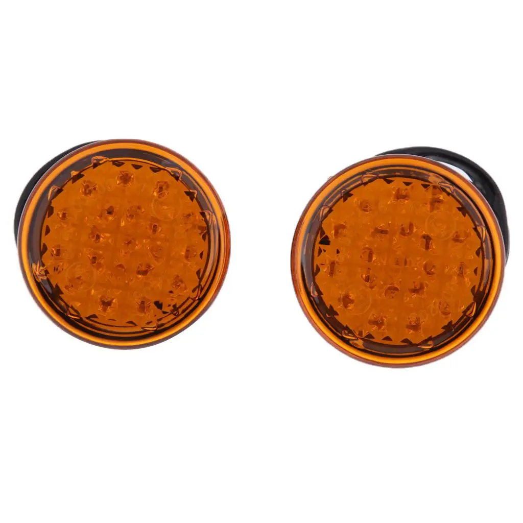 Universal 2pcs Round Turn Amber LED Light Orange Lens for