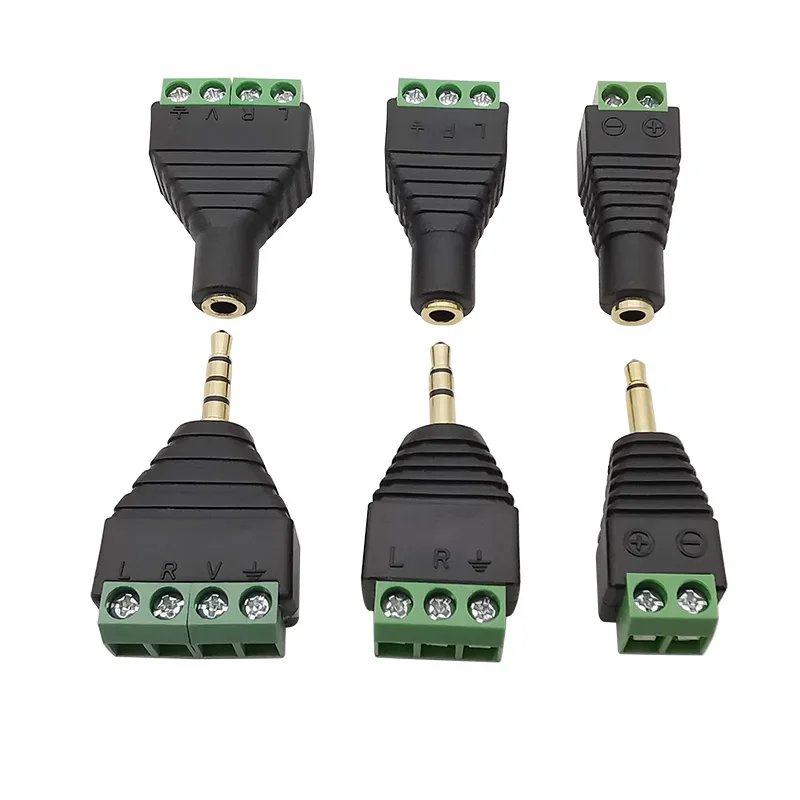 3.5mm 2/3/4 Pole Male Plug / Female Socket To Screw Terminal Connector Mono/Stereo 3.5 mm 1/8 Inch Headphone Audio Jack Adapter