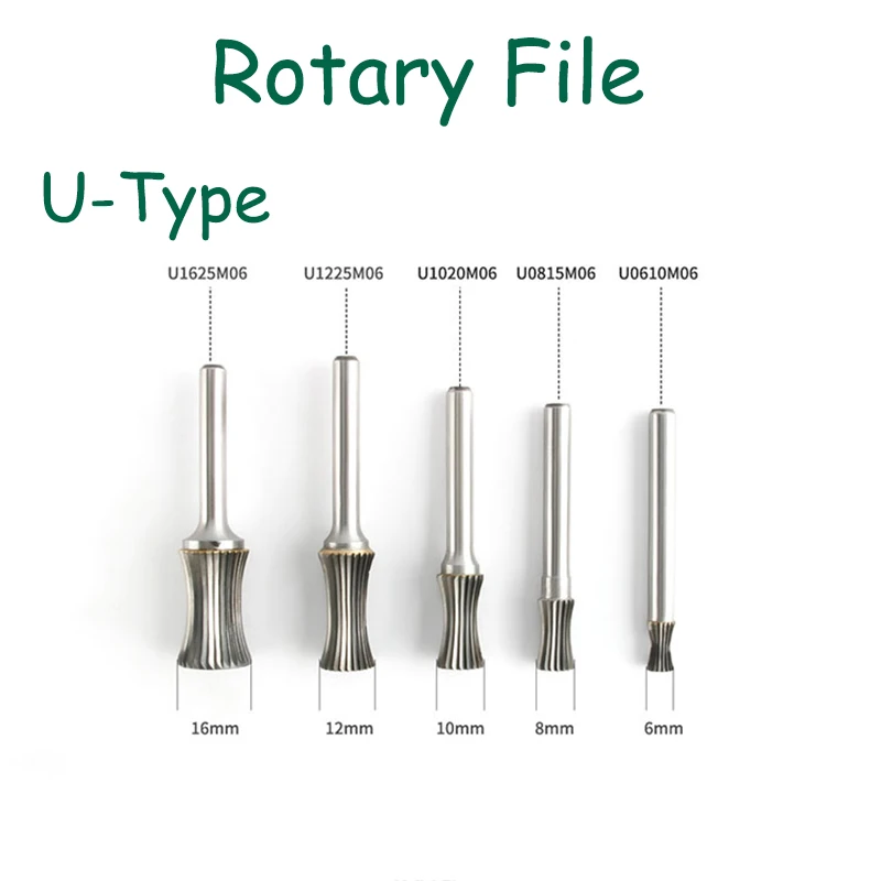 

Tungsten Steel Rotary File Concave Arc Milling Cutter Tungsten Carbide Wood Carving Sanding Head Metal 6mm Shank U Type 6~16mm