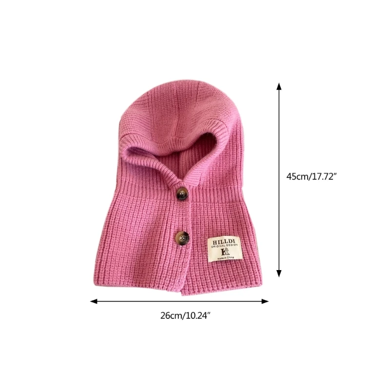 Gorro de malha com capuz para meninas, gorro de crochê, Earflap para meninas, aquecedor do pescoço, chapéu elegante, outono e inverno