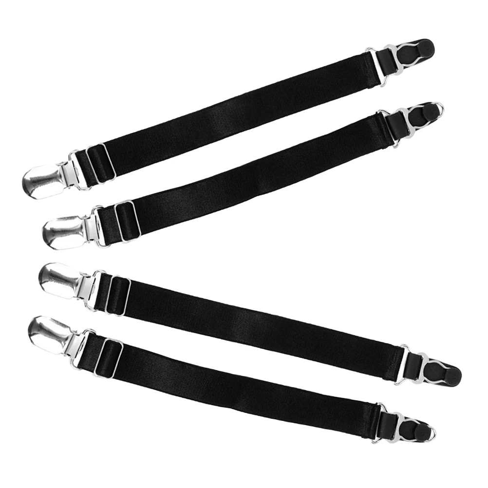 

2Pair Adjustable Metal Garter Clips Black Duck Bill Style Durable Stocking Clips Prevent Slipping for Women Thigh High Sock