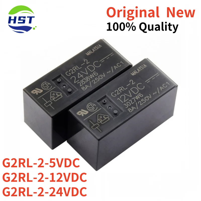 2 PCS new original G2RL-2-5VDC G2RL-2-12VDC 24VDC universal relay power no latch DPDT 5V 12V 24V DC 8A 8pin