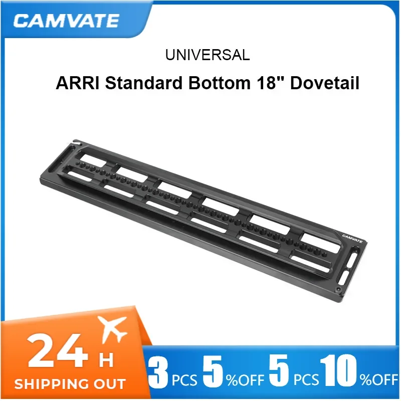 

CAMVATE ARRI Standard Bottom Dovetail Plate Quick Release Baseplate18" With 1/4"-20 Threaded Holes For Camera Bridge Plates