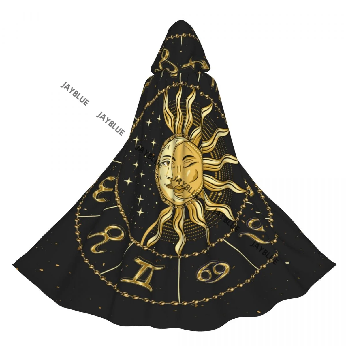 Hooded Cloak Unisex Cloak with Hood Horoscope Wheel With Zodiac Signs Cloak Vampire Witch Cape Cosplay Costume