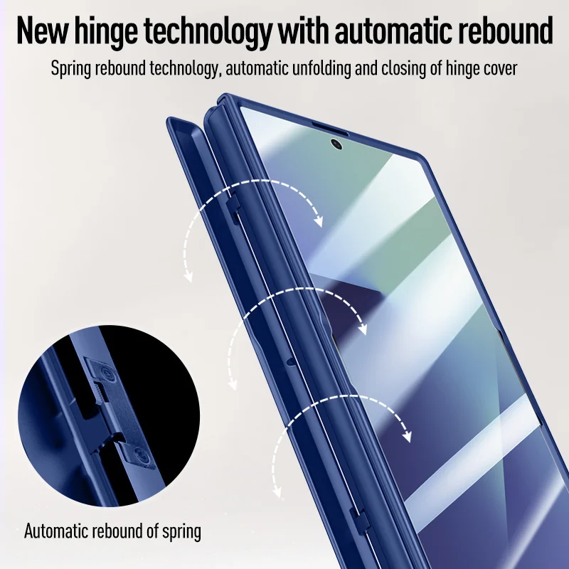 Etui na Samsung Galaxy Z Fold 7 z folią ze szkła hartowanego zapewniającą prywatność, ultracienkie etui ochronne na telefon z sprężynowym zawiasem i uchwytem na aparat. — zdjęcie produktu 5