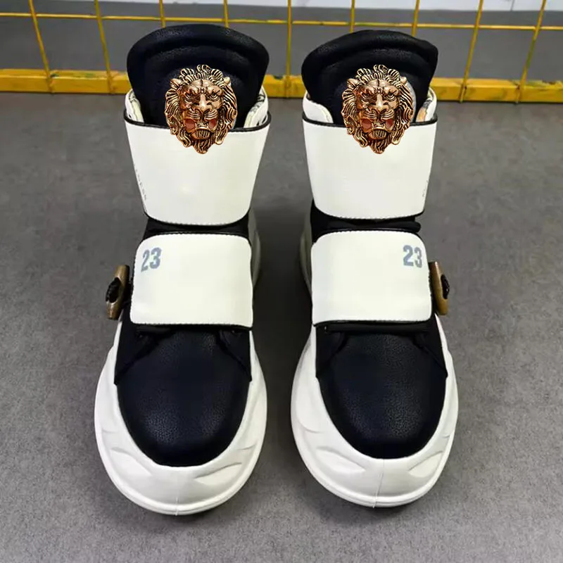 

High-top men's shoes - Spring/autumn training sports casual leather boots for men with thick sole plate A3