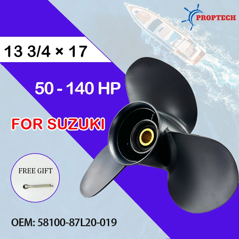 Boat Propeller Fit 60hp 70hp 90hp 100hp 115hp 140hp Suzuki 13 3/4×17 Aluminum Alloy Outboard Engine Part 3 Blade 15 Spline Tooth