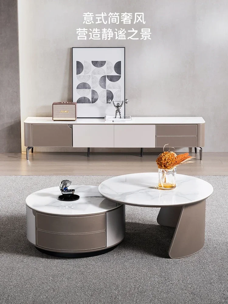 

Stone Plate Coffee Table TV Cabinet Combination Home Living Room Minimalist Tea Table