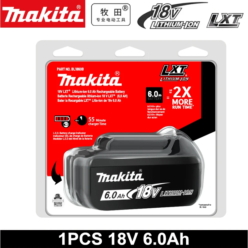 Makita 18V 6,0Ah Akku Original Lithium-Ionen Wiederaufladbarer Akku 18V 6000mAh Ersatzakku BL1860 BL1850 BL1860B