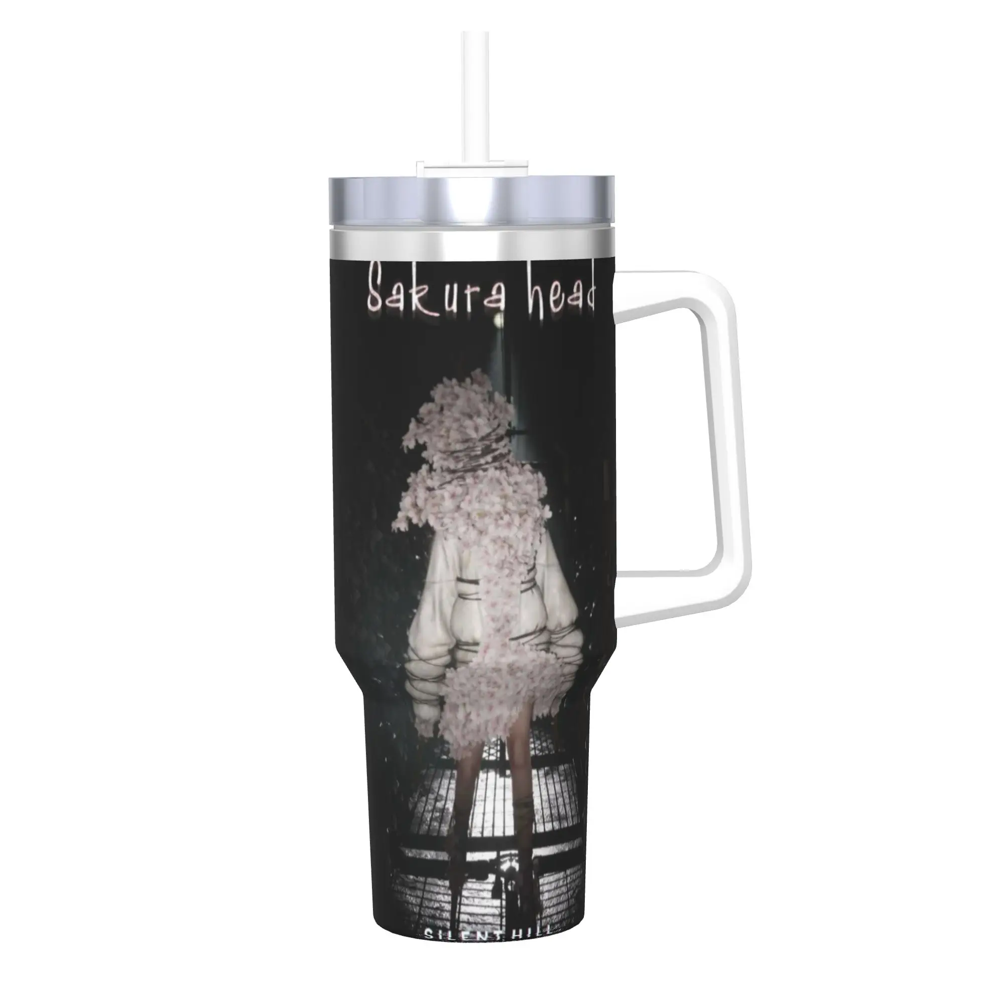 

Silent Hill f игра ужасов 2025 40 унций Стакан из нержавеющей стали с двойными стенками, вакуумная изоляционная кружка, чашки с соломинкой