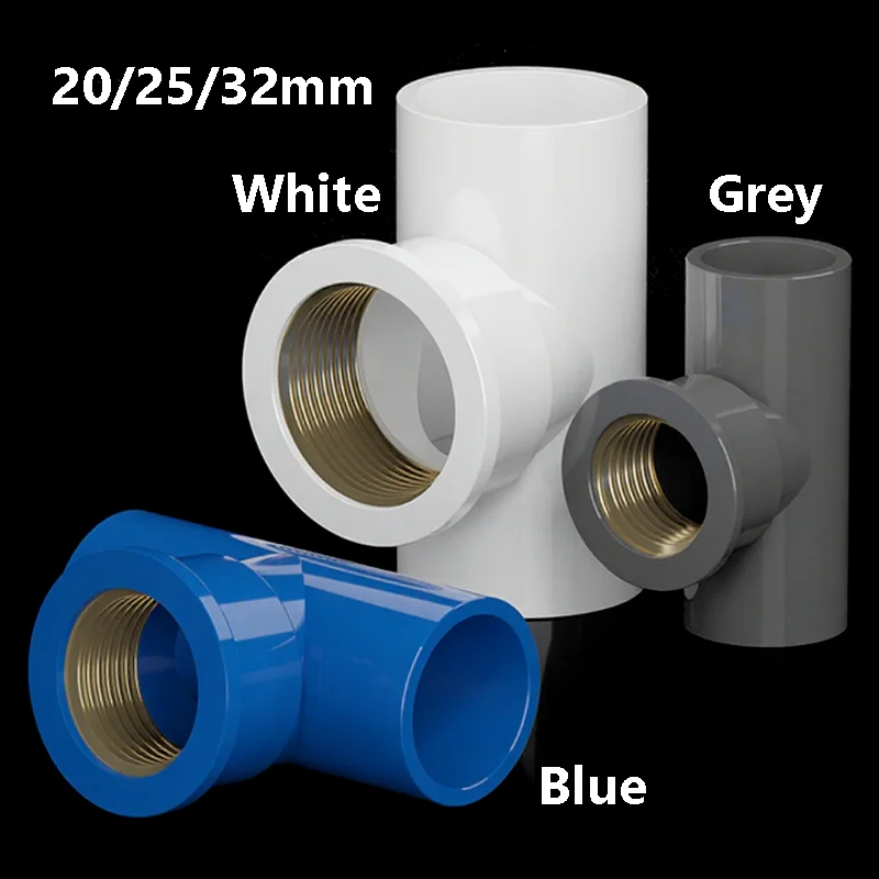 

20/25/32mm PVC Female Thread Connector Tee for Irrigation Water Supply Tube Joint Aquarium