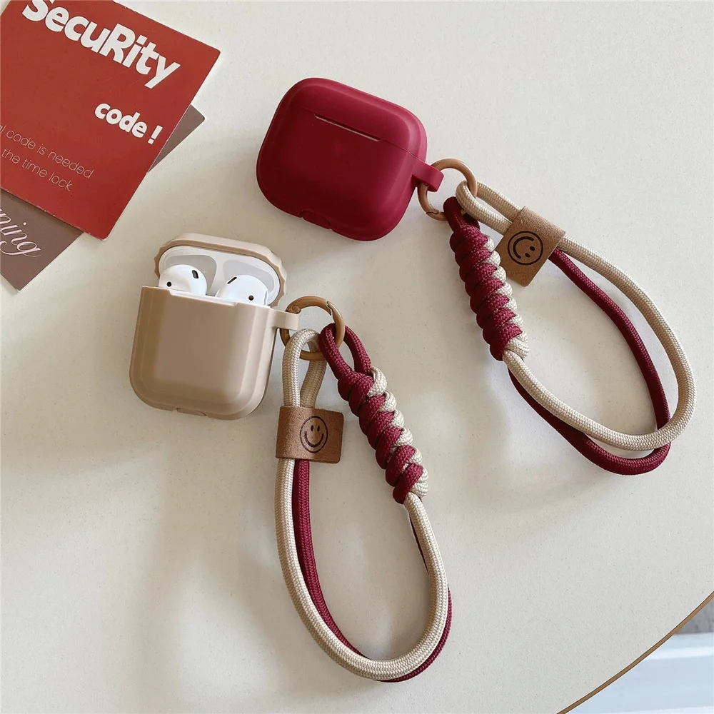 بسيطة لينة سيليكون مع ابتسامة حزام اليد حقيبة سماعة الاذن ل أبل Airpods 4 1 2 برو 3 Funda سماعة لاسلكية تعمل بالبلوتوث الغطاء الواقي