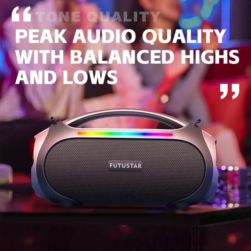 مكبرات صوت كبيرة RGB مقاومة للماء ، صندوق حفلات ، ستيريو موسيقى HIFI ، مضخم صوت لاسلكي ، مكبر صوت بلوتوث مع مقبض ، تخييم خارجي