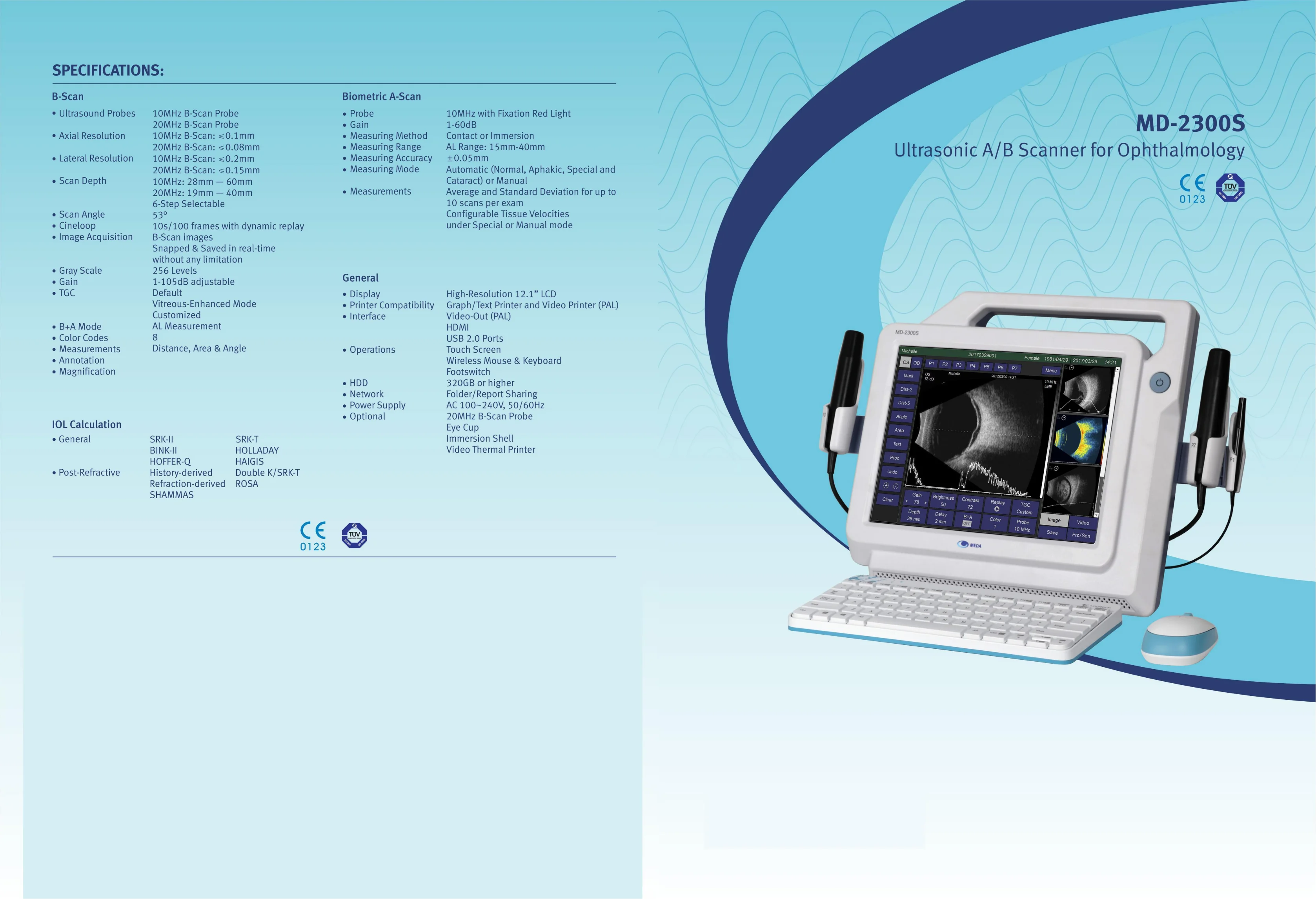 ESCÁNER A/B ULTRASÓNICO MD-2300S-AB para OPHTHALMOLOGÍA