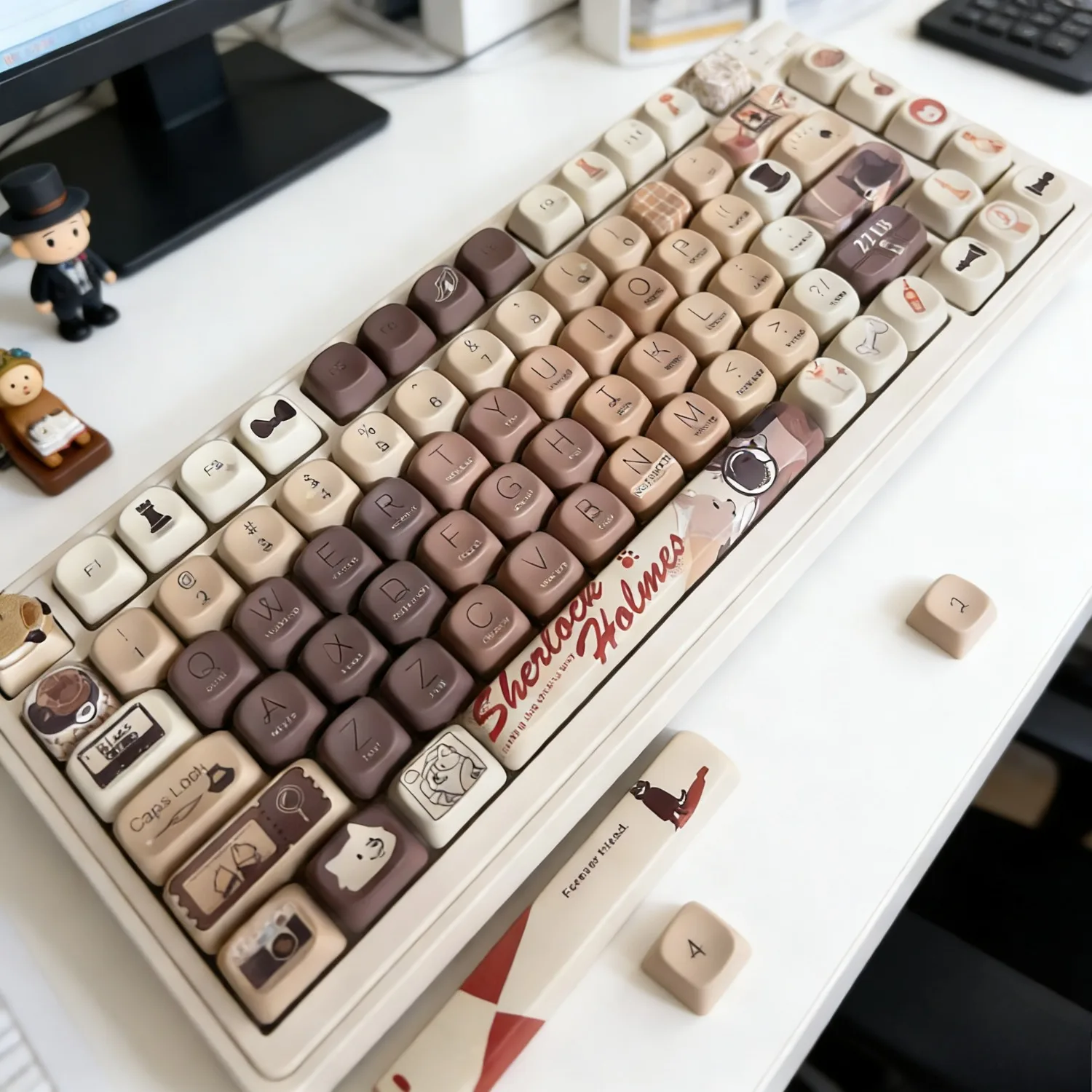 Keycaps Brown Cute Key Caps Bakery Dog Keycap OEM MDA DMA MOA Profile PBT Dye-Sub for MX Switch Mechanical Keyboard Gifts