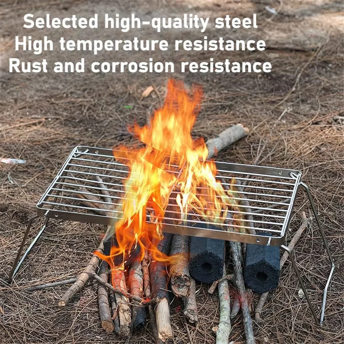 

NEW Portable Stainless Steel Camping Grill,Light-Weight Foldable BBQ Stove Stand for Outdoor Picnic, Cooking Equipment