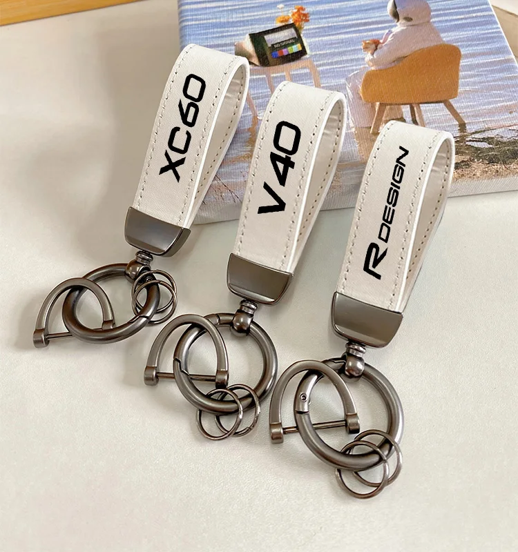 For Volvo R DESIGN S40 S60 S80 S90 XC40 XC60 XC90 V40 V50 V60 V70 V90 Top Layer Cowhide Key Chain Car Accessories