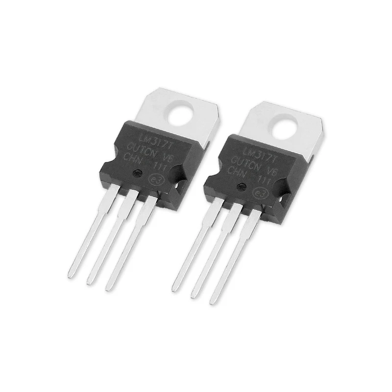 10 pces lm317t lm317 to220 regulador de tensão linear ic positivo ajustável 1 saída 1.5a a-220 componente eletrônico