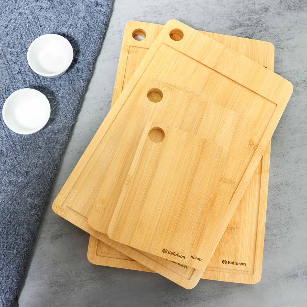 Bainison Bamboo Cutting Board Kitchen Accessories Eco-Friendly Small Chopping Board for Fruit Vegetable Bread Meat Gadget Sets
