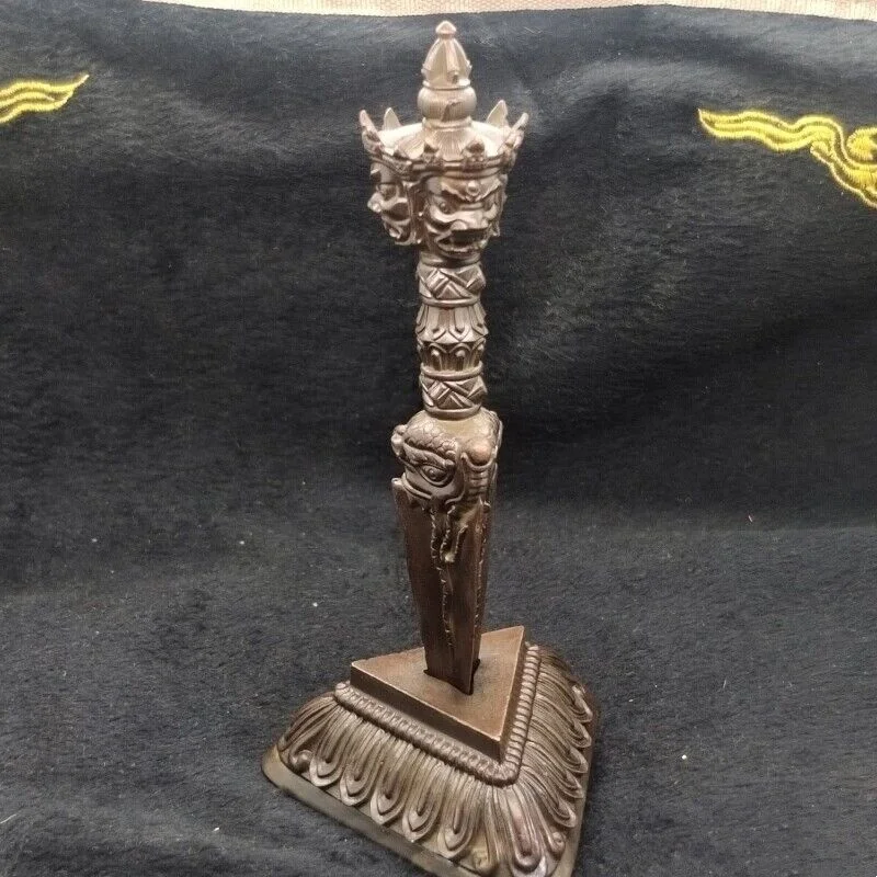 Tibetan Tantra Three-Sided Buddha Statue Magic Vajra Pestle Ornament