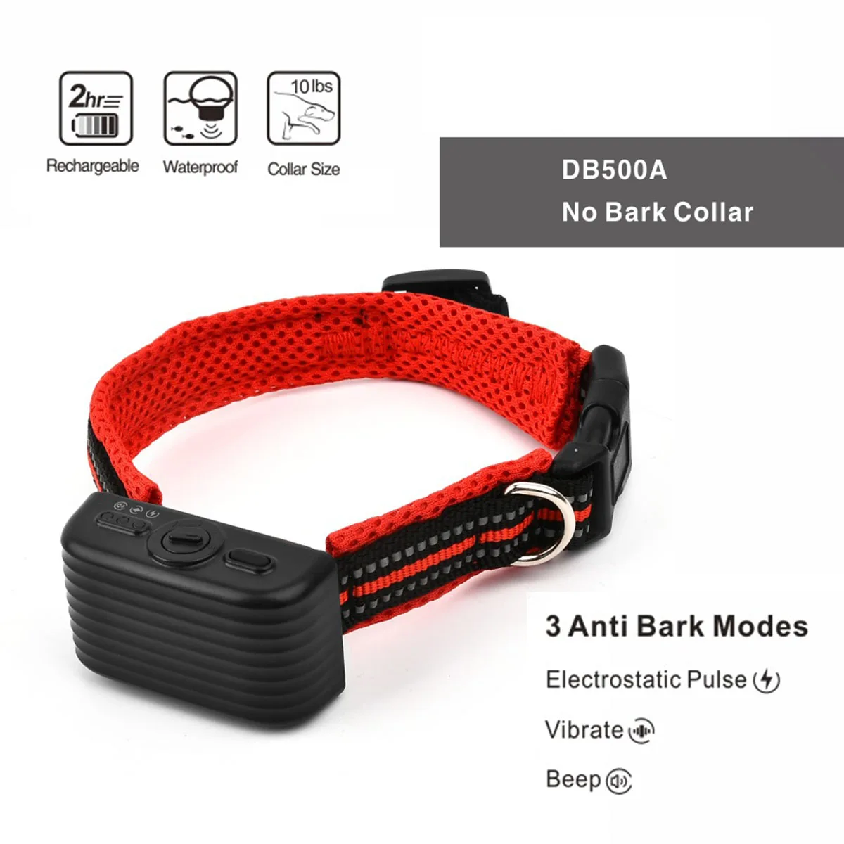 

Dogs Bark Collar for Large Medium Small Dogs 10-120lbs Rechargeable Anti Bark Training Collar Waterproof E-Collar No Bark Collar