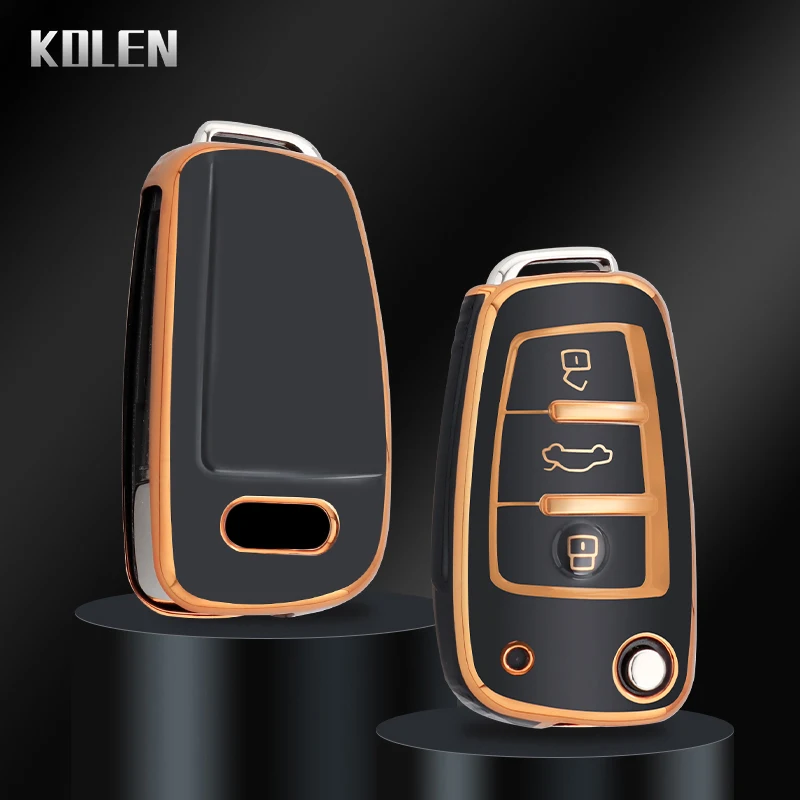 Neue tpu auto flip key fall abdeckung shell für audi a1 a3 8p 8l a4 a5 b6 b7 b8 a7 a7 c5 c6 4f q3 q5 q7 8v tt halter fob zubehör