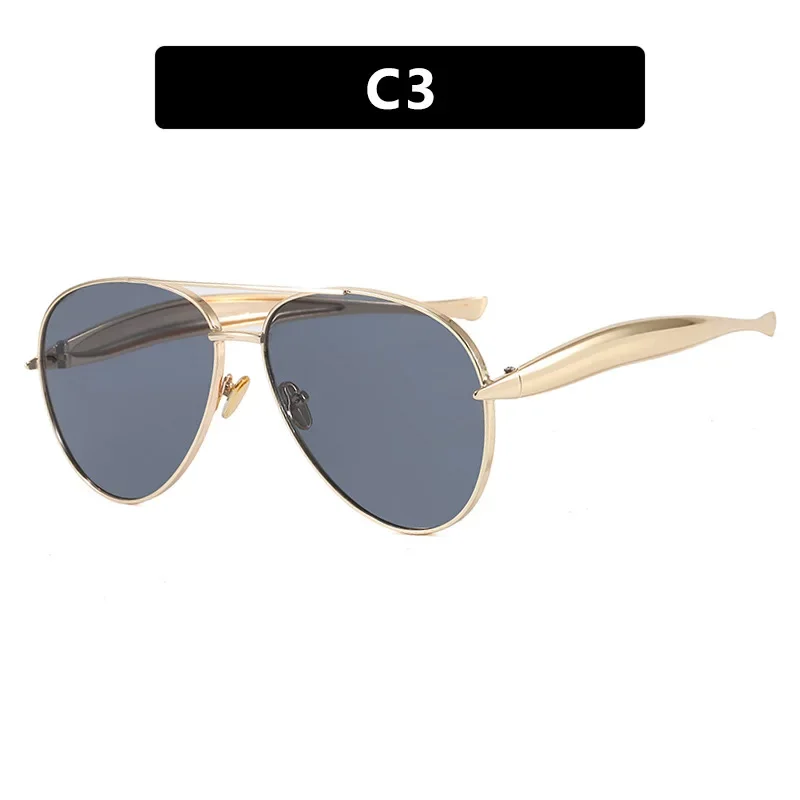 Toad-shaped Sunglasses Metal New Retro Plain Sunglasses High-end Women's Street Photography Trendy Sunglasses