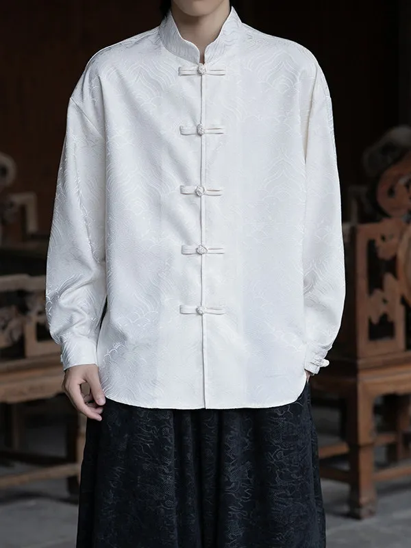 

New Chinese Sle Long Sve Casual irt Men's Spring Autumn Loose Fit Outerwear Button up T Top Youth Leisure Wear