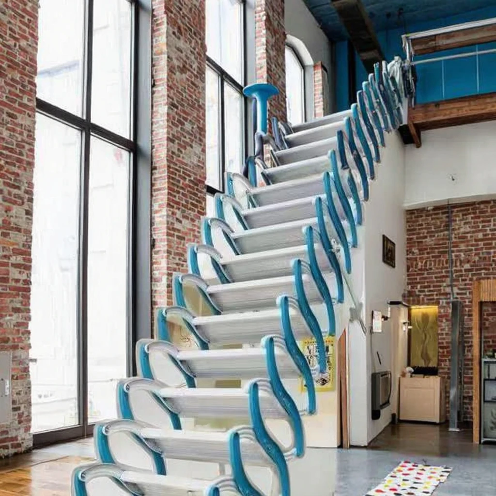 High Quality 2m 3m One Button Controlled Electric Loft Stairs Hidden Built-in Attic Ladder with Hatch Door