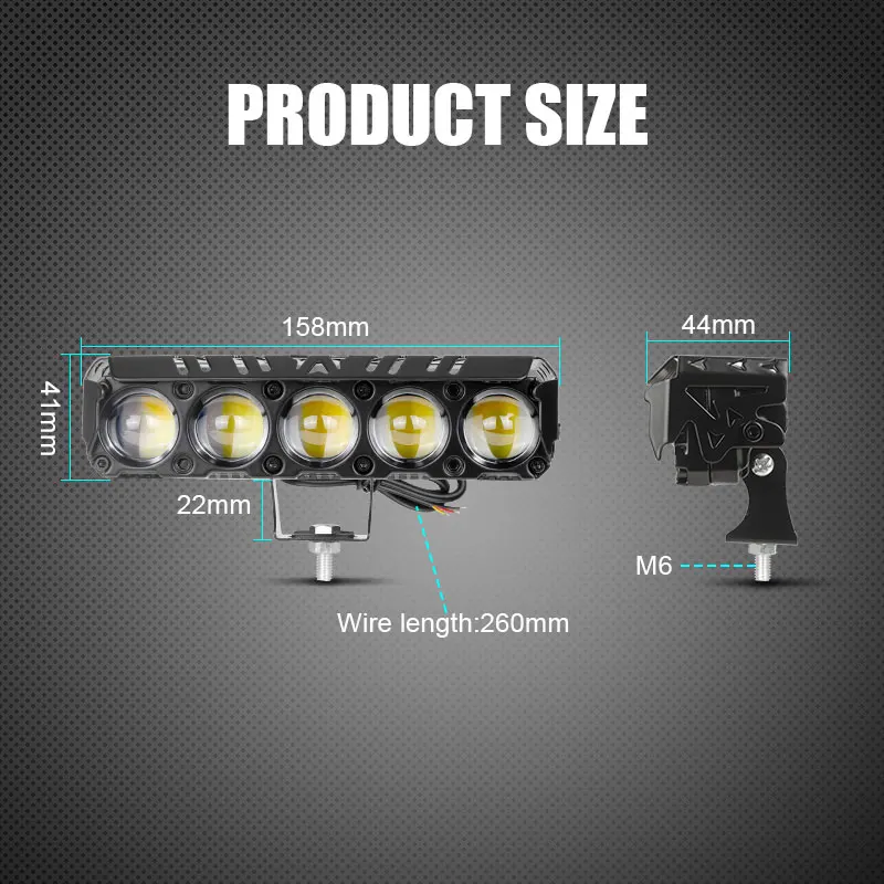 5-eyes 10V 48V 24W 3000LM LED Light Spotlight High Low Beam Headlights Daytime Light Car Motorcycles Dirt Bike Trucks SUVs UTV