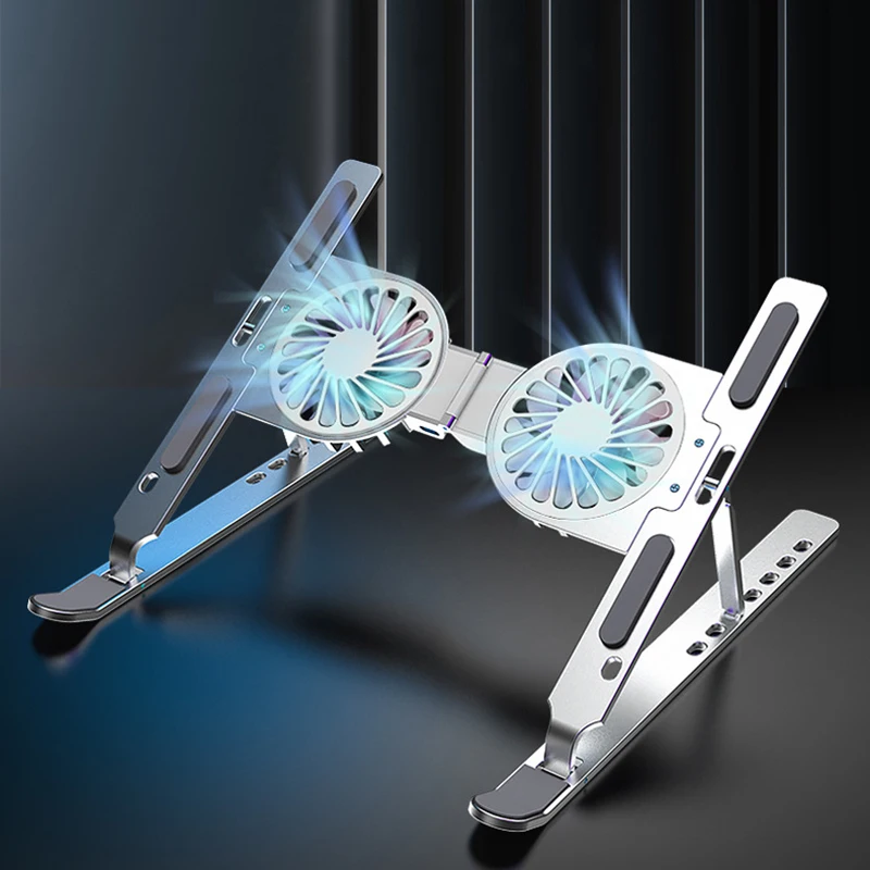 Adjustable Laptop Fan Cooler Stand Heat Dissipation Foldable Portable Tablet Notebook Holder Cooling Aluminum Alloy Laptop Stand