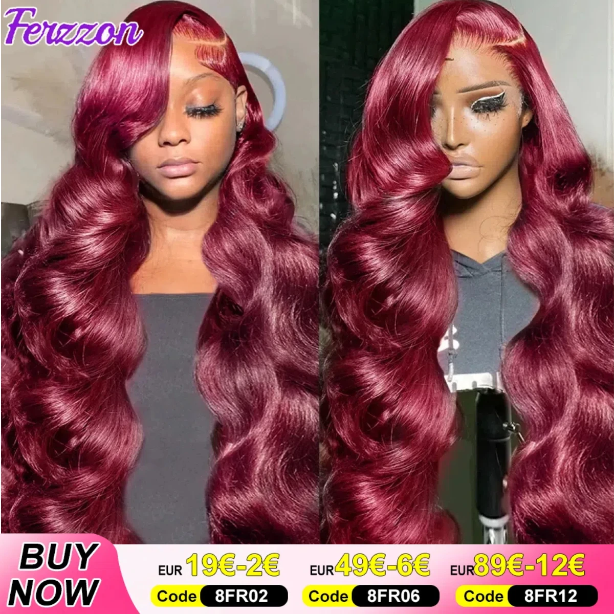 Burgundy Wavy Human Hair Wig 99j 100 Brazilian Hair Wig 13x4 Transparent Lace 180 Density 30 Inch Straight Wigs for Women 3 Days Delivery France