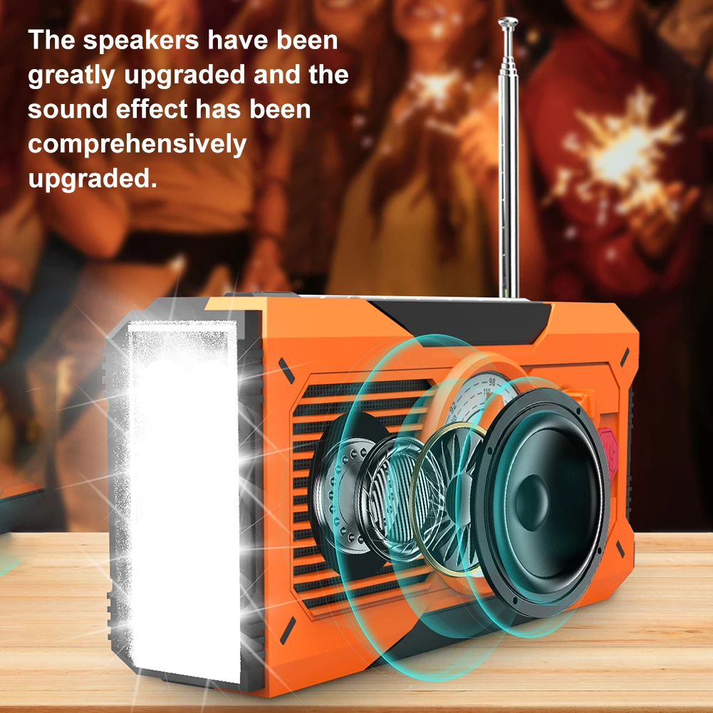 

Hand Crank Emergency Radio Solar Radio 5000mAh AM/FM/WB Radio w/Power Bank LED Flashlight Portable Solar Powered Weather Radio