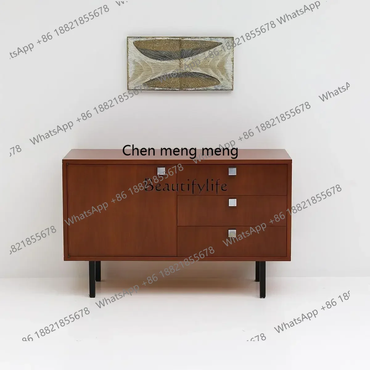 

New Arrivals Nordic retro minimalist cherry wood solid wood living room dining side cabinet, antique fashion wall storage cabi