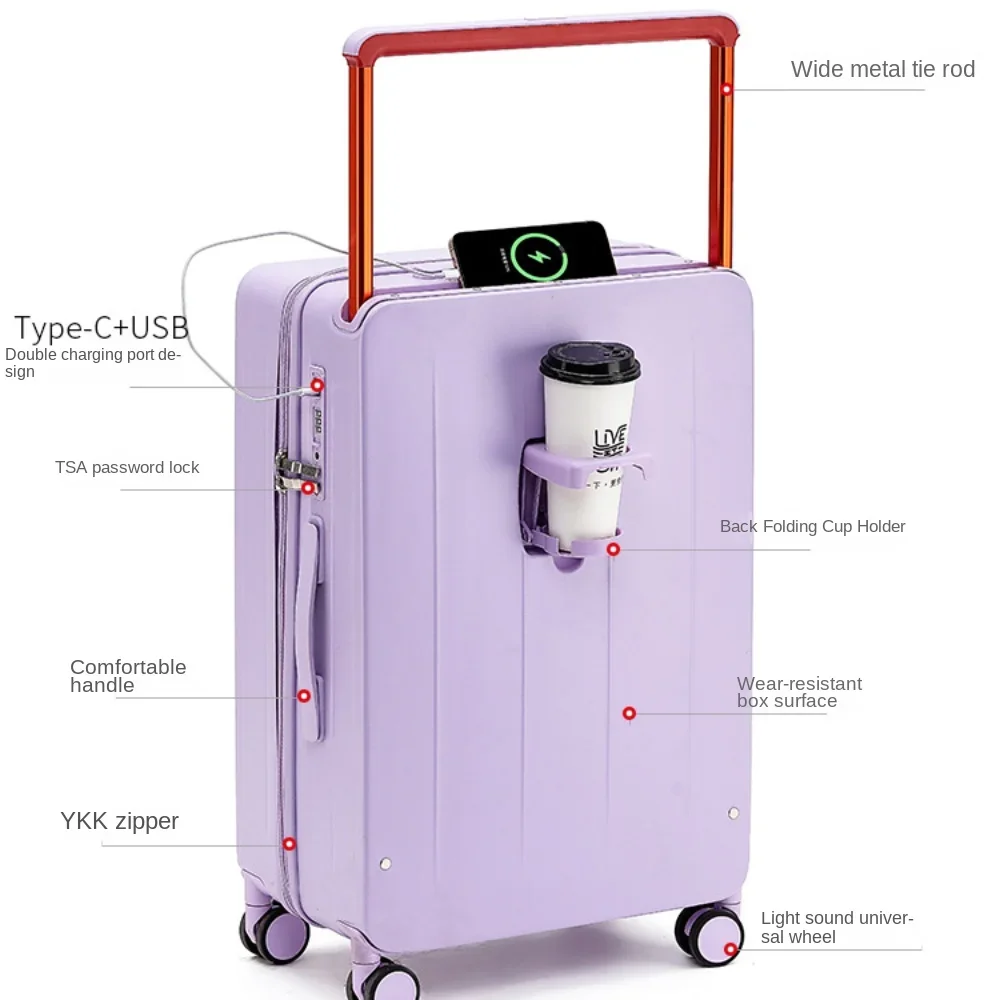 20 26 inch Wide Pull Luggage Rod Box Zipper Suitcase Password Boarding Box Universal Wheel Trolley Case Suitcases Handheld Bag