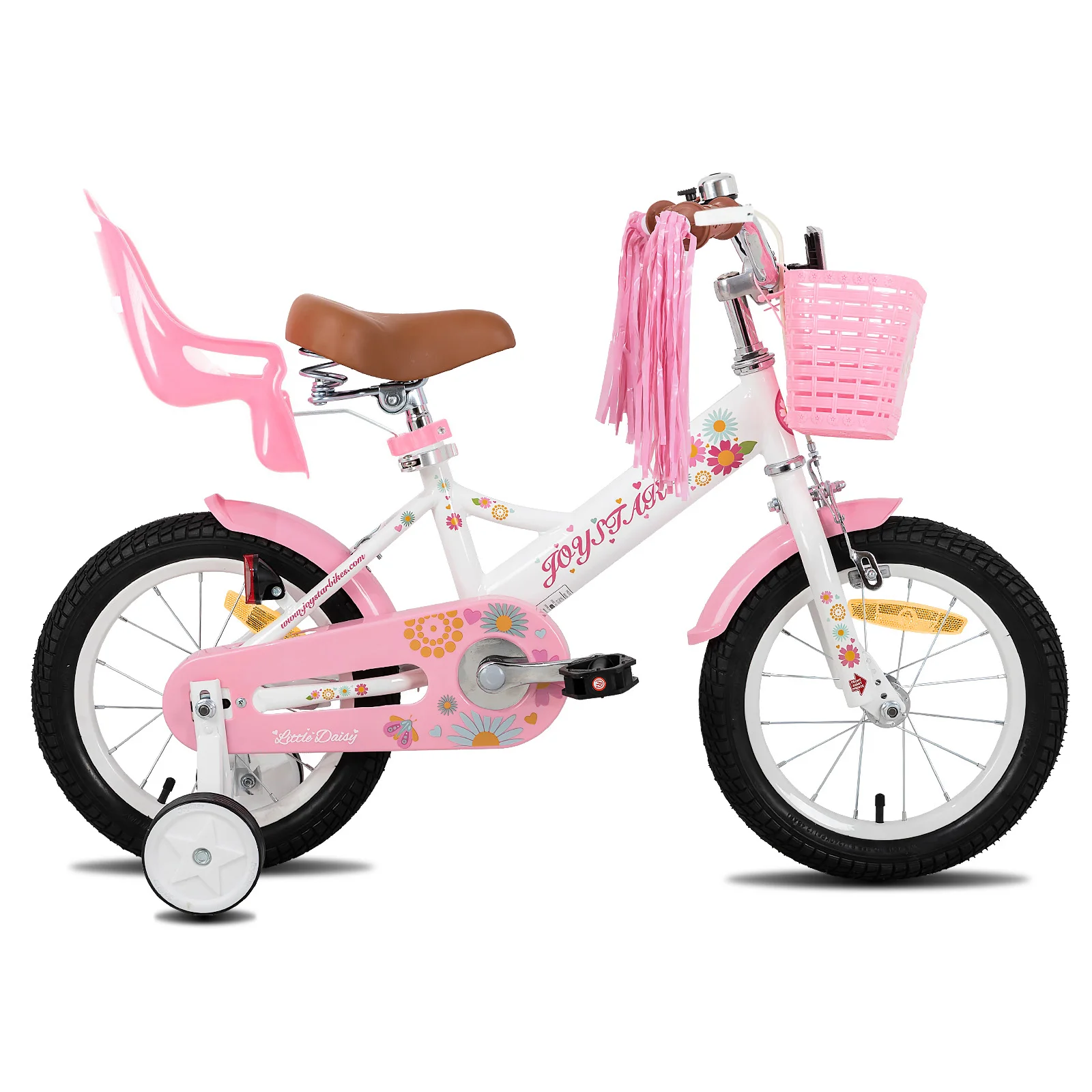 JOYSTAR Little Daisy kinderfiets voor meisjes van 2-7 jaar, fietsen met poppenfietsstoeltje en streamers, loopstoeltje