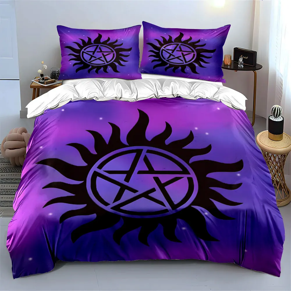 Mystic Pentagram Decorative Set Soft Skin-Friendly Bedding Set Includes 1 Duvet Cover And 2 Pillowcase, Gift