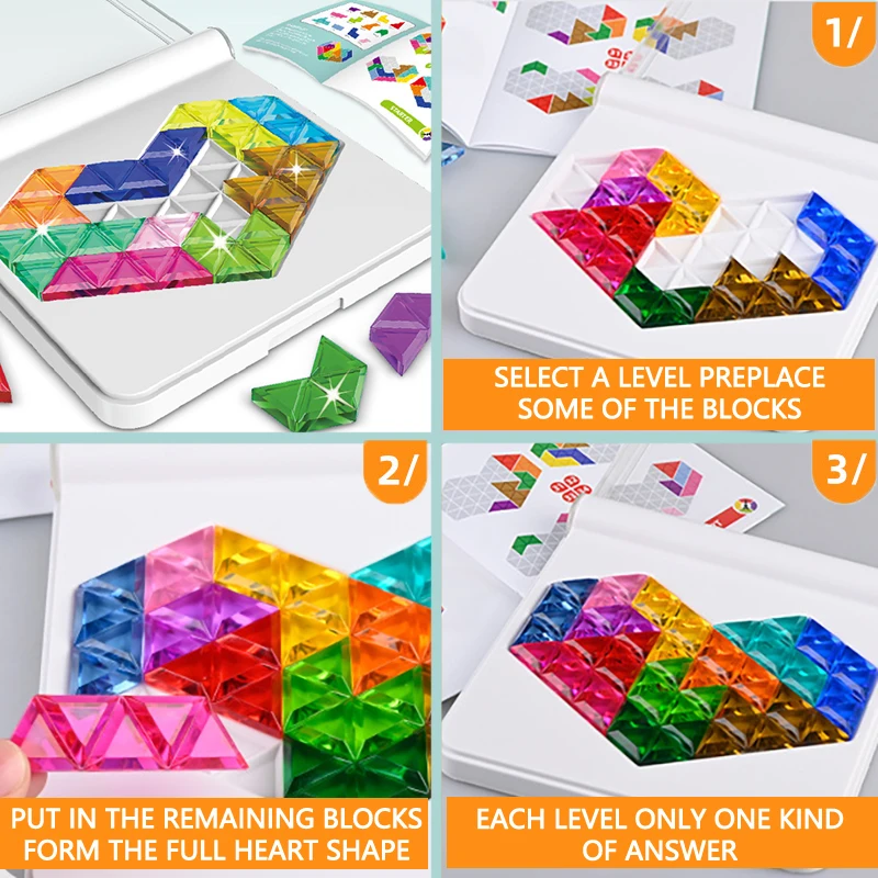 60 Levels Intellectual Puzzle Board Game Tangram Logical Thinking Challenge Travel Brain Game Children Education Montessori Toys