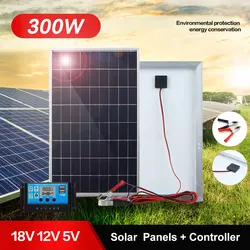 300W 600W Solar Panel Kit Set Portable with Alligator Clip/ IP65 Water Resistance for Home Indoor Outdoor 12V Solar Cells Board