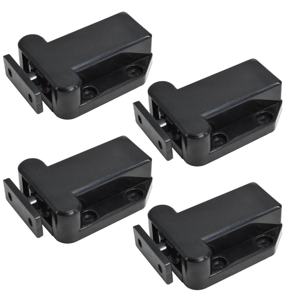 

4 Pcs Self-locking Door Catch Cabinet Latch Black Child Gate Push Button Locks Wardrobe Stopper Cupboard Door Closer