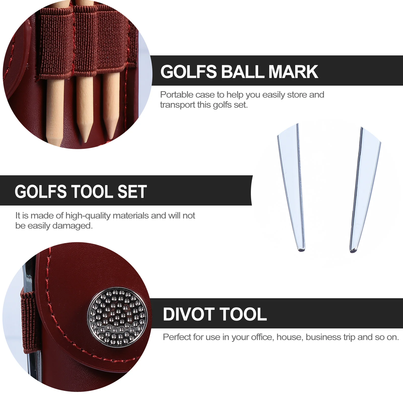 

1Set Golf Ball Bag Tool Set with Ball Marker Divot Tool Tees Portable Golf Accessories Training Kit Golfs Tee Golfs Tee Set