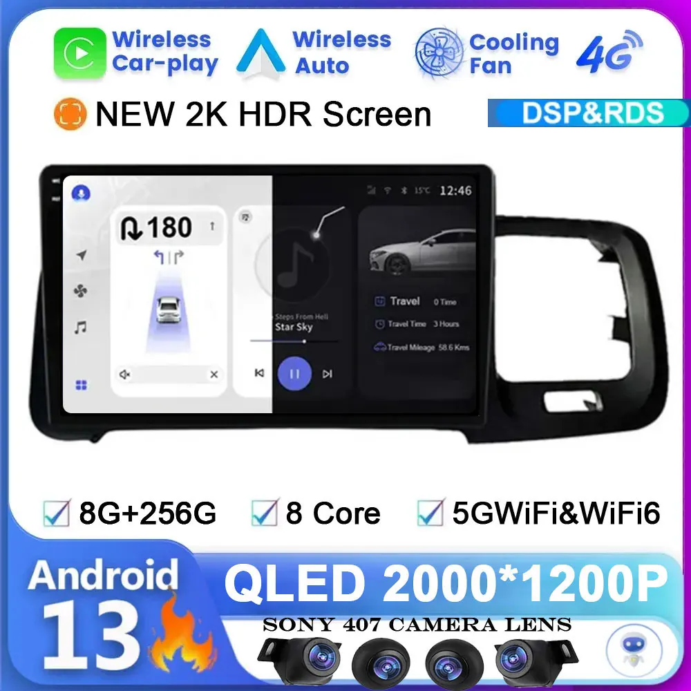 9 "dla Volvo S60 V60 2011 - 2013 Android 13 Monitor samochodowy radiowy Carplay multimedialny odtwarzacz Video nawigacja GPS odtwarzacz Autoradio Stereo 5G